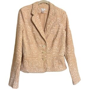 Cache Tapestry Brocade Vintage Blazer Jacket Size 10 Cream Peach Coquette Spring